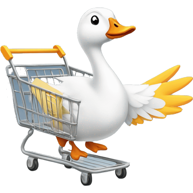 Goose with a shopping cart in hands emoji