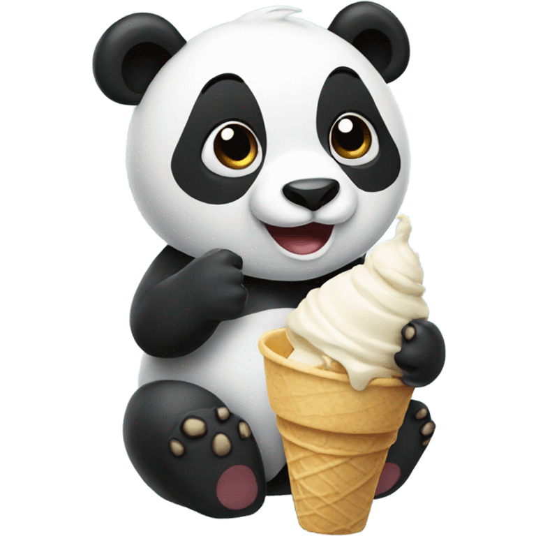 Panda eating ice cream emoji