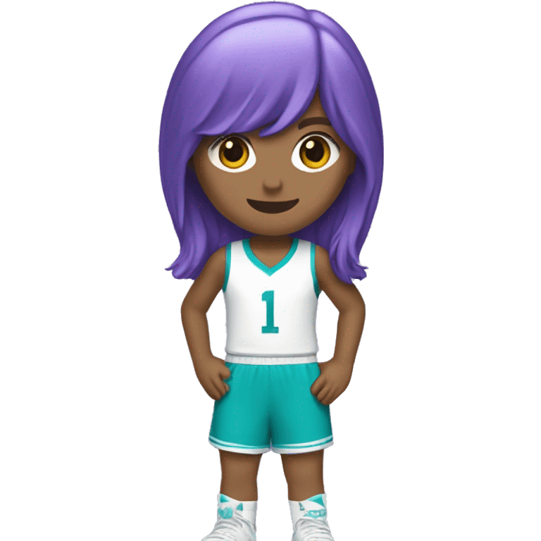 Taylor-Swift-Playing-basketball purple-white-aqua uniform emoji