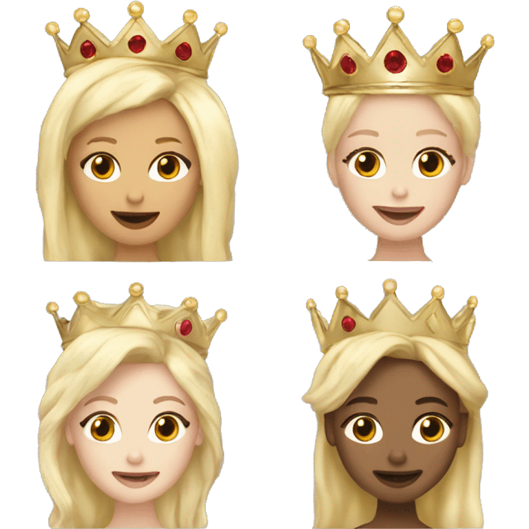 3 human blonde queens with crowns emoji