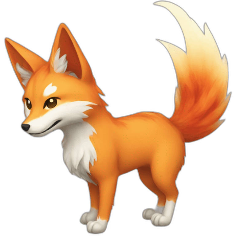 kitsune with fan of 9 tails at back emoji