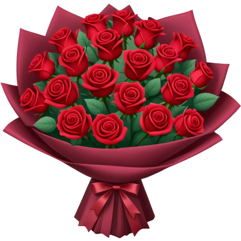 Bouquet of red roses in a burgundy package emoji