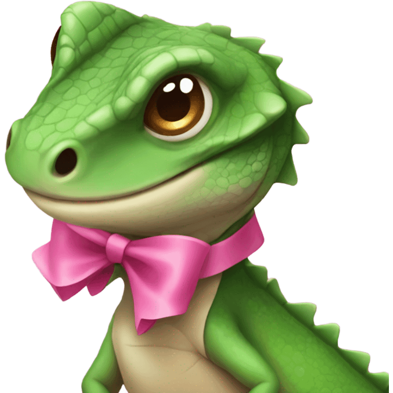 Lizard with pink bow  emoji