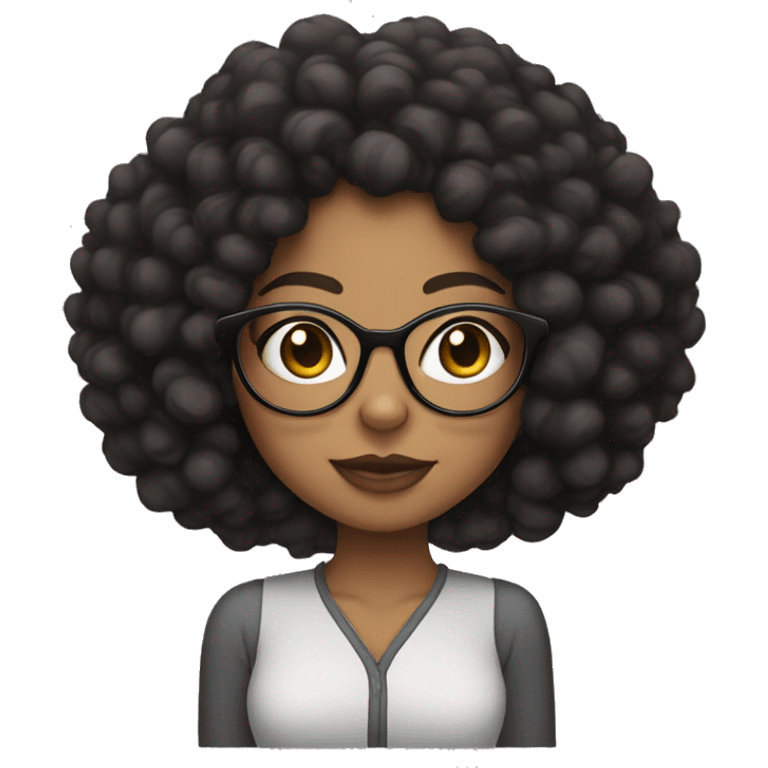 Light skin black woman with a curly fro and cat eye glasses emoji