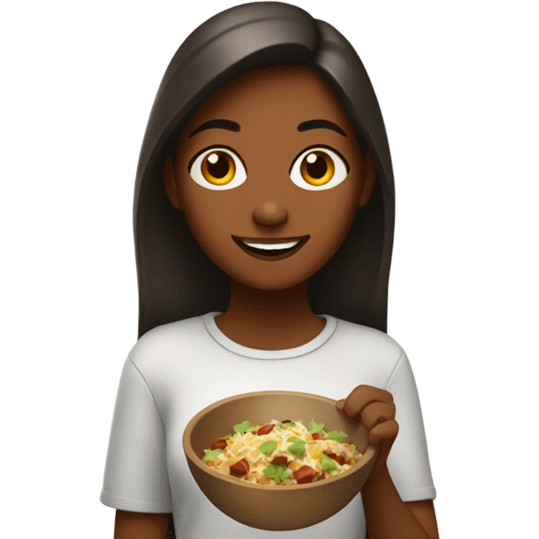 Girl eating chipotle bowl emoji