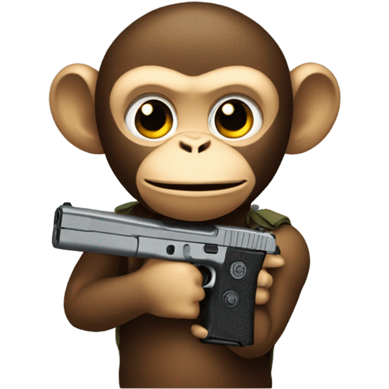 Monkey holding a Glock emoji