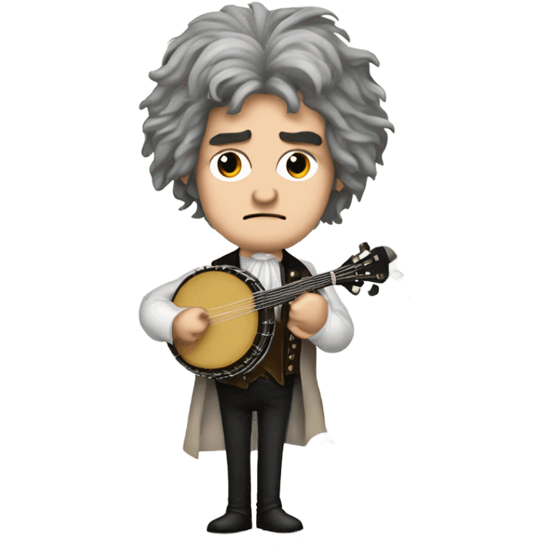 Ludwig Beethoven chibi wig standing old angry 5-string banjo emoji