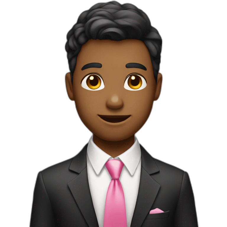 stylish boy in formal wear, blushing man with pink tie emoji