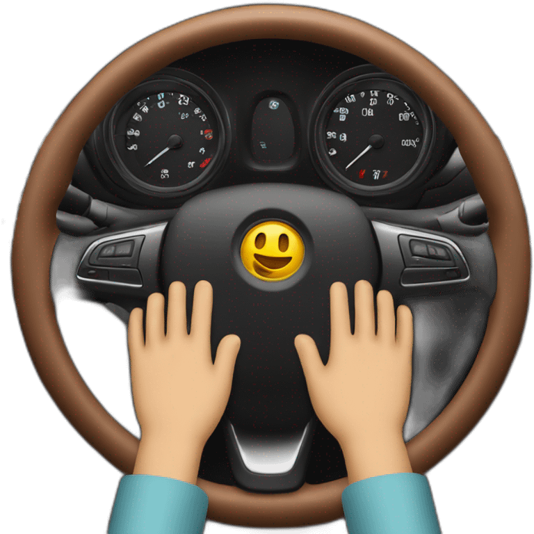 hands on the steering wheel of a car emoji