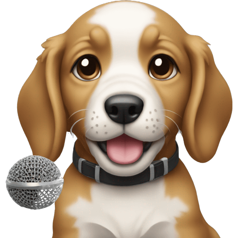 a puppie holding a microphone emoji