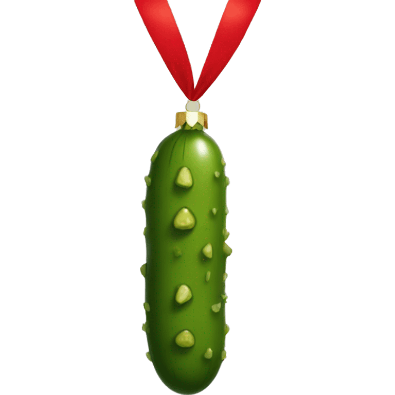 Pickle Christmas ornament with red ribbon emoji