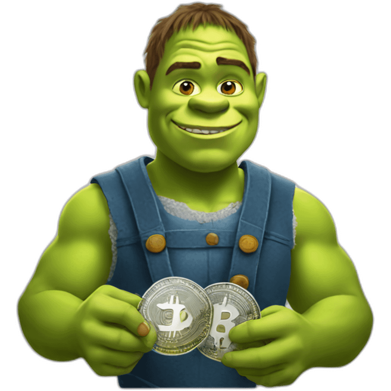 shrek holding bitcoin emoji