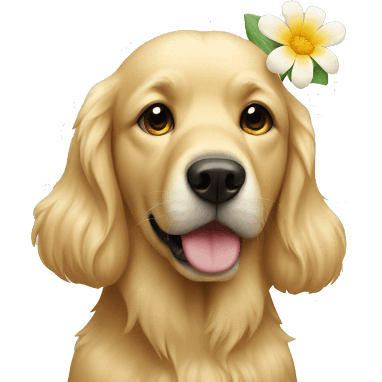 golden dog smelling a flower emoji