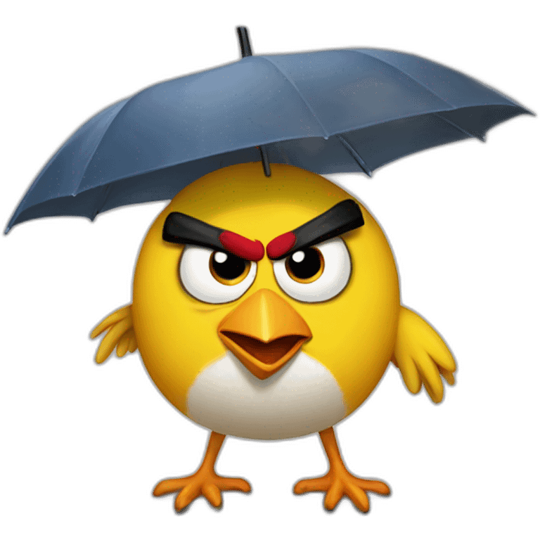 Angry bird eating an umbrella emoji