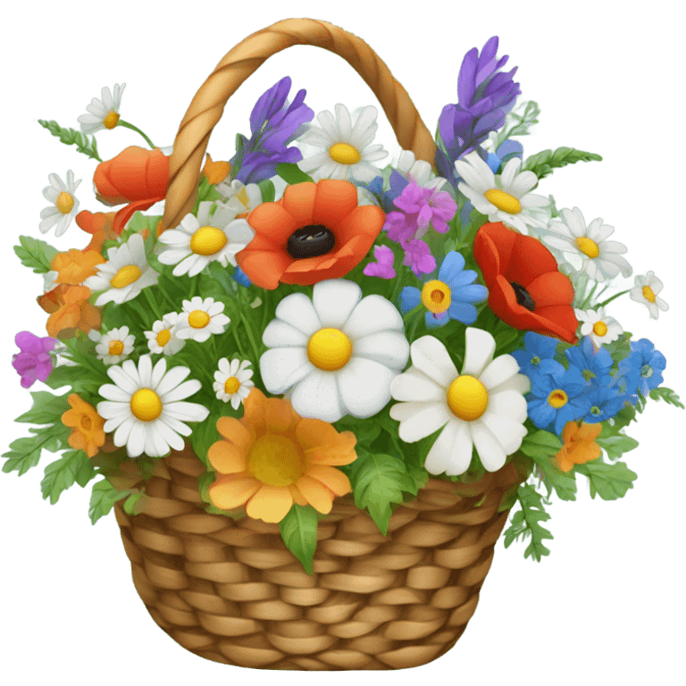 Basket full of cottage flowers emoji