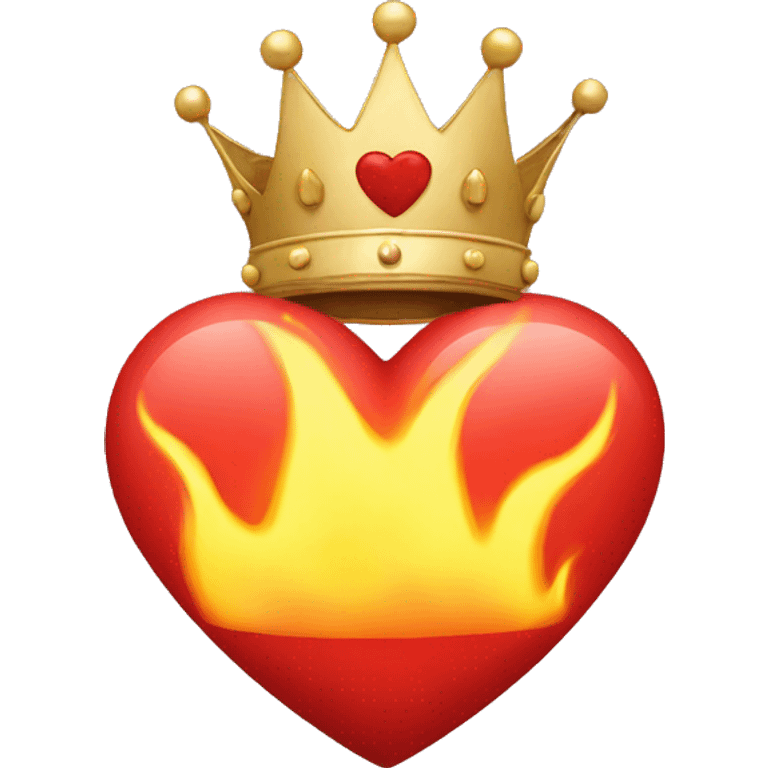 Heart emoji on fire with a crown on it  emoji