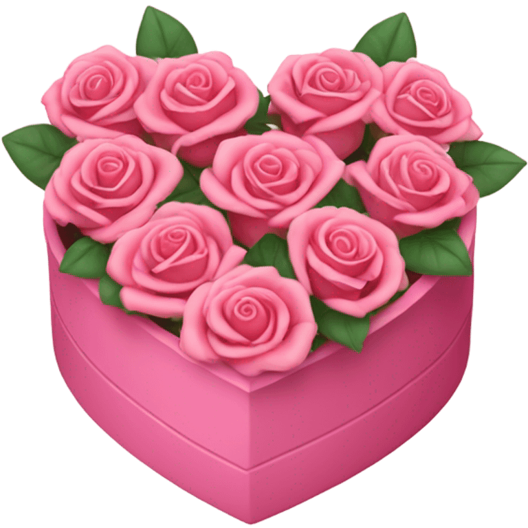 Roses in a pink  heart shaped box  emoji