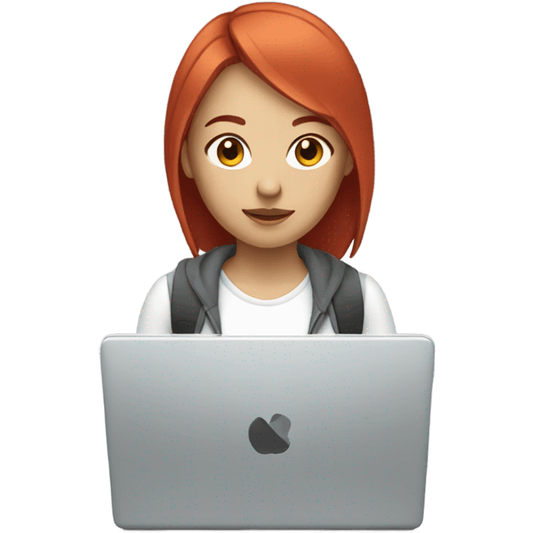 white asian girl red hair with laptop emoji