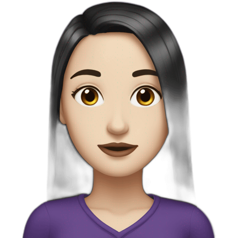 White girl with long straight black and purple hair Raven Queen emoji