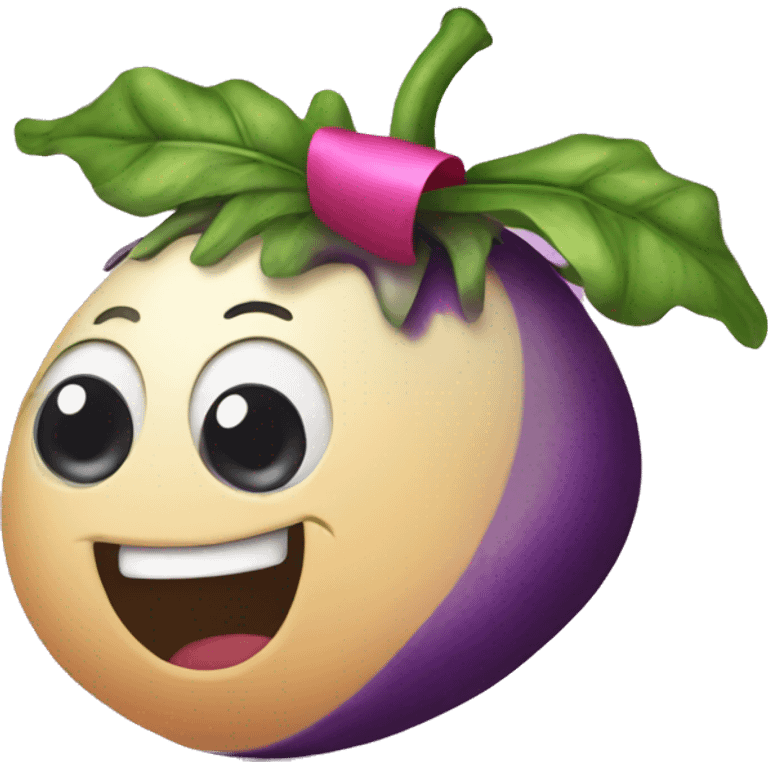 egg plant with pink bow emoji