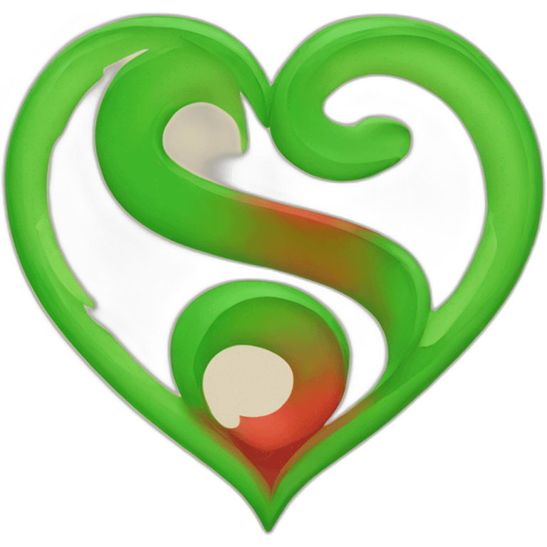 Make a heart with letter S in Green and Red color emoji