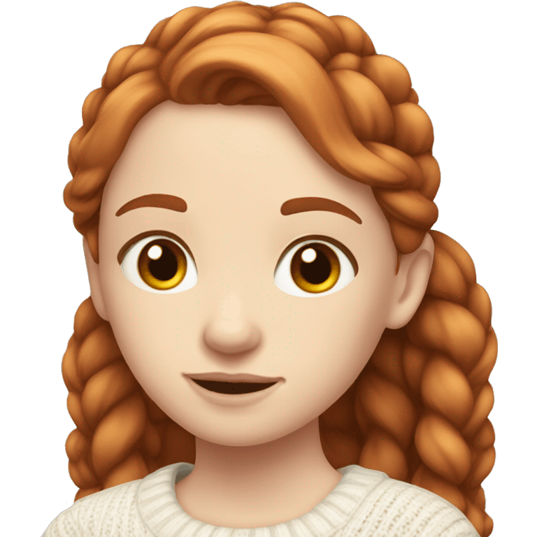 Red-haired girl in low ponytails with pale skin white sweater emoji