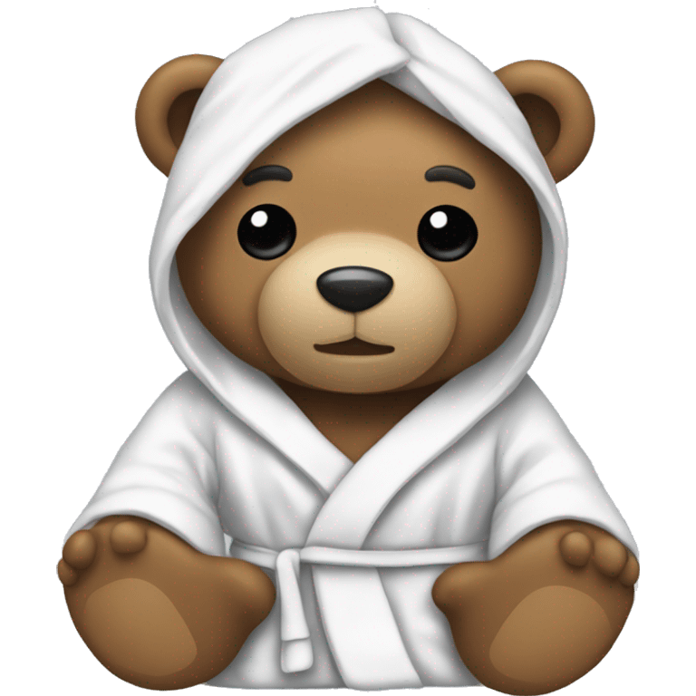 Teddy bear wearing a bath robe emoji