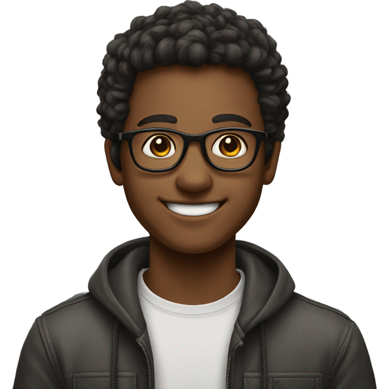 grinning young man wearing glasses portrait emoji