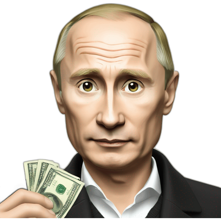 Vladimir Putin holding money emoji