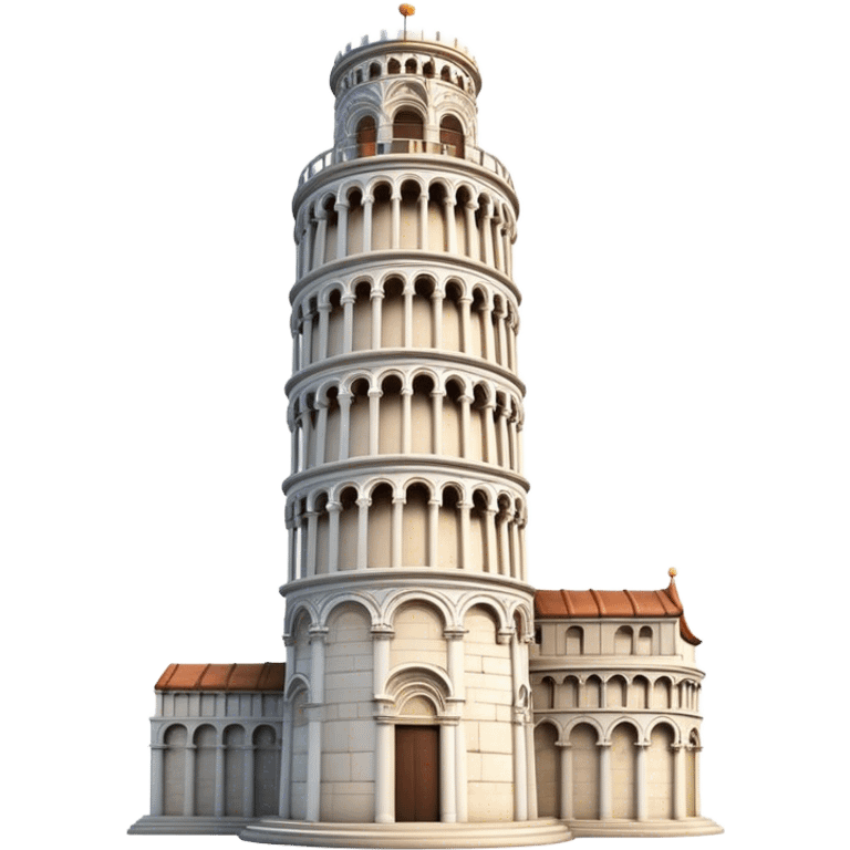 Cinematic Realistic Leaning Tower of Pisa Landmark Emoji, showcasing the iconic medieval tower with intricate stonework rendered with dynamic lighting and detailed textures. emoji