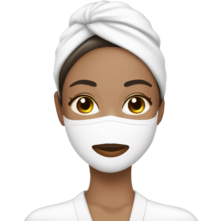 Lady with face mask spa beauty full face relaxing emoji