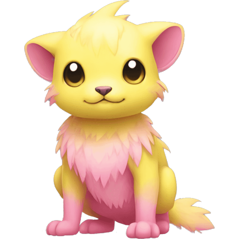 Cute cool yellow pink animal hybrid Fakemon full body emoji