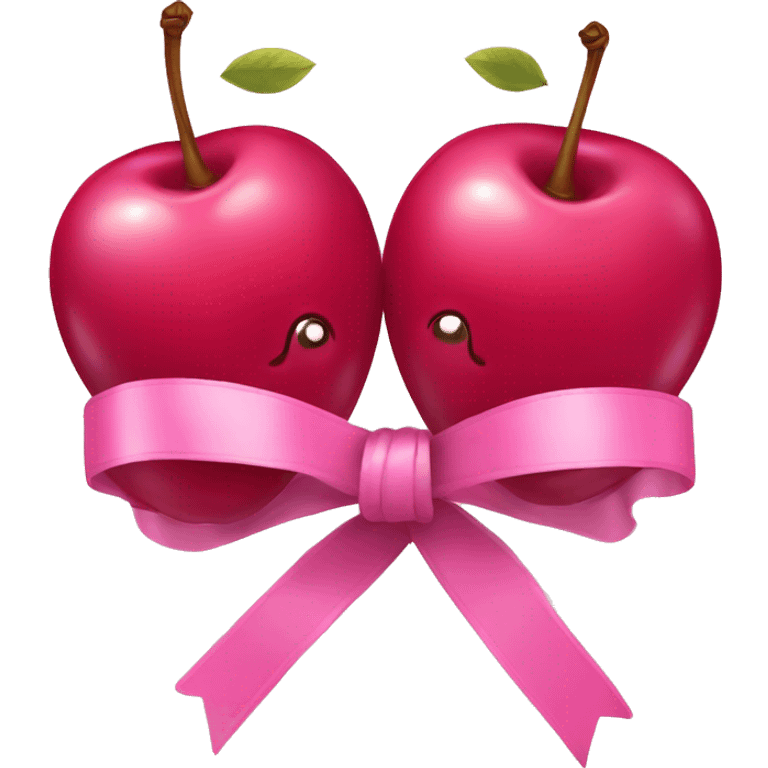 Two pink cherries tied together with a pink ribbon emoji