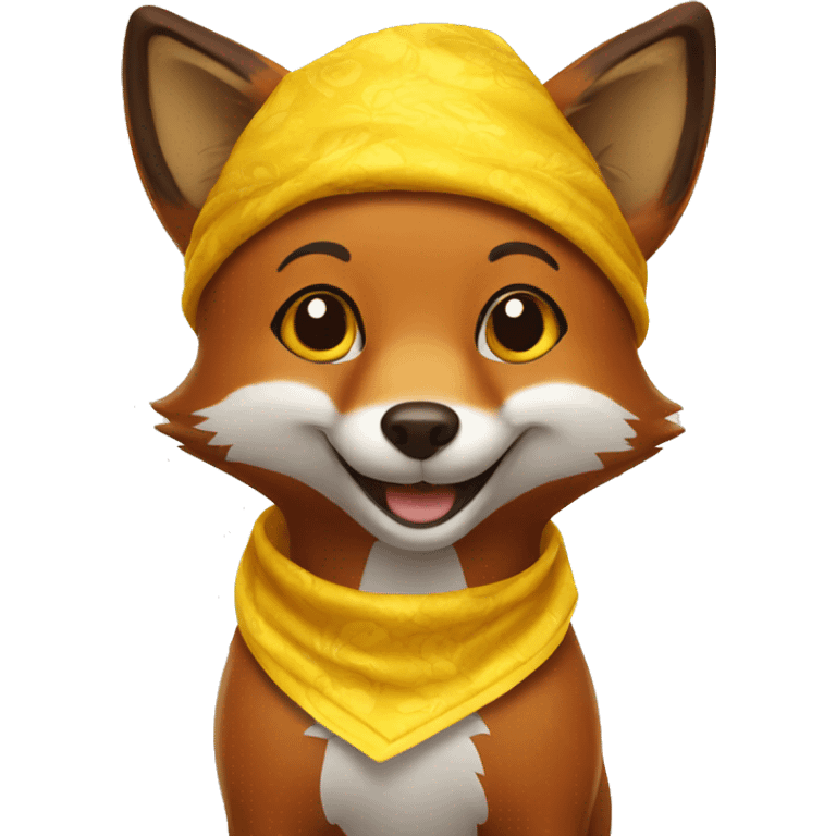 Happy brown fox with a yellow bandana emoji