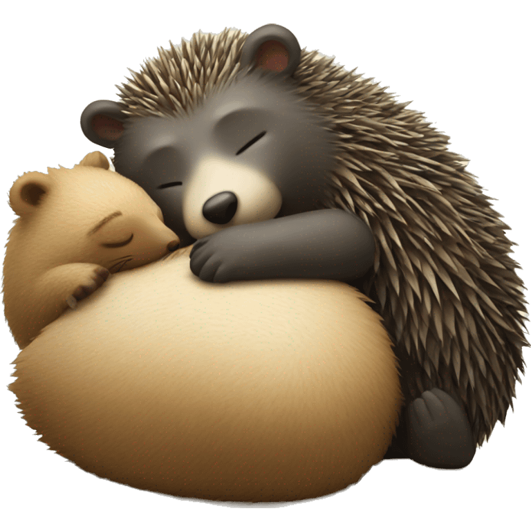 Sleeping bear and hedgehog emoji