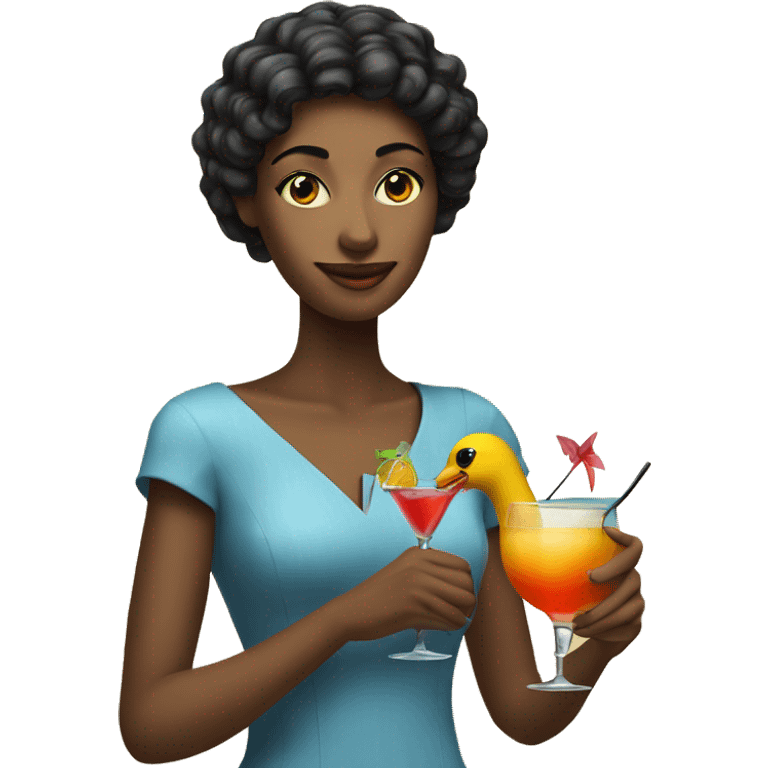 A girl with her cocktail bird emoji