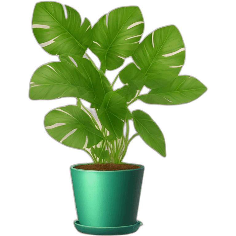 home plant with big leaves in a golden pot with a stand emoji