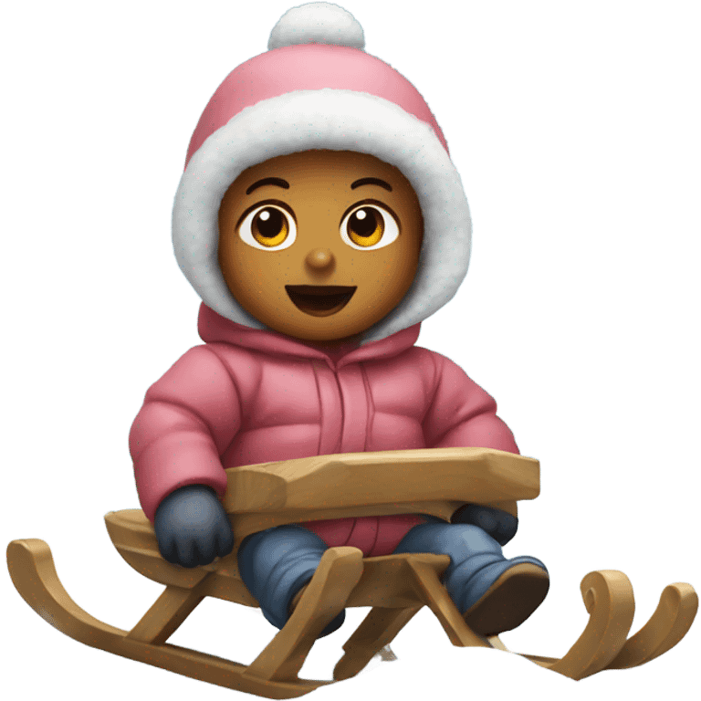 baby on a sled in the snow emoji