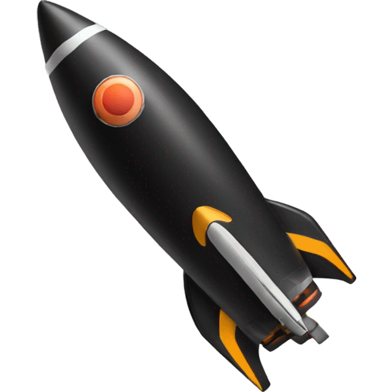 A black rocket that takes off, showing the symbol 0 emoji