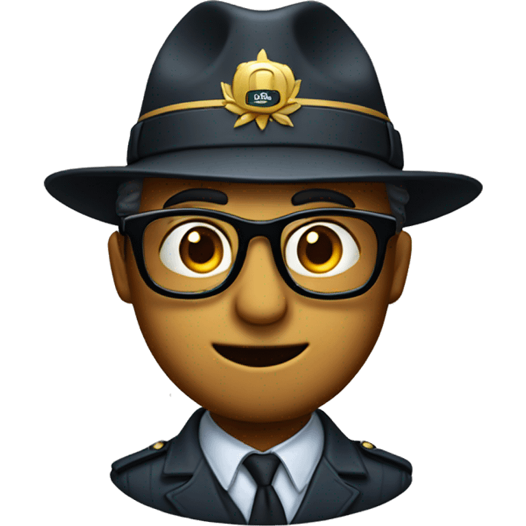 Emojo wearing glasses with a general's hat  emoji