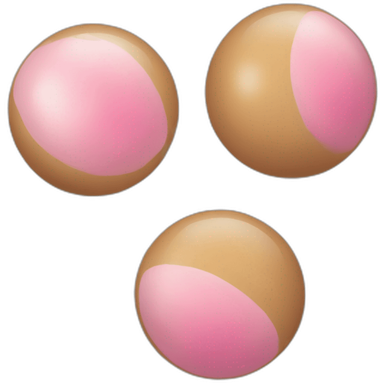 Two skintone balls with pinkish circle inside emoji