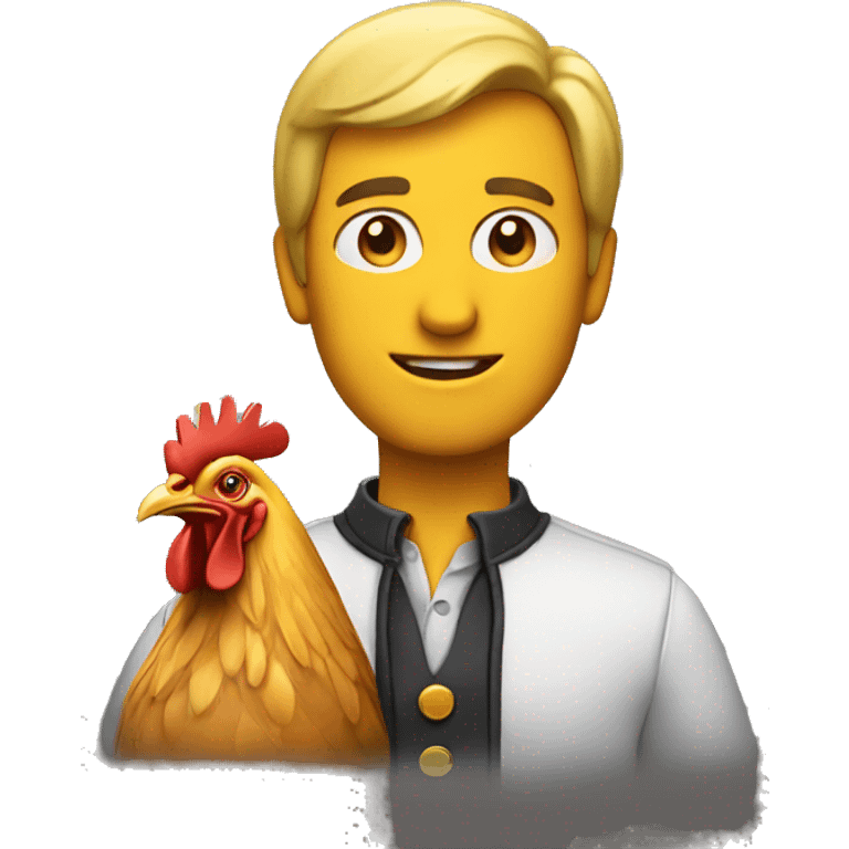 a man with a chicken emoji