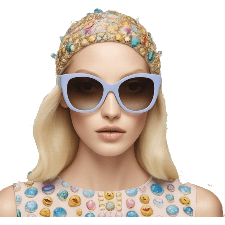 Dolce and Gabbana sunglasses with colourful pastel ornament print and golden detais  emoji