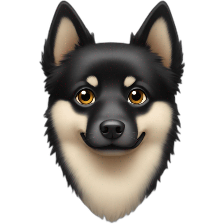 Schipperke dog head with black hair emoji