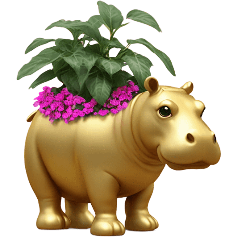 Hippo Hypoestes pink in gold planter emoji