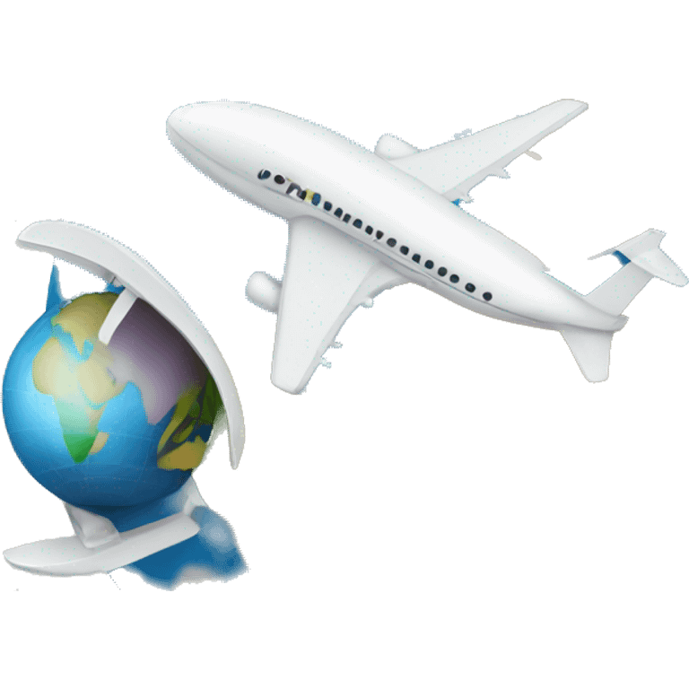 A globe with a plane going around it  emoji