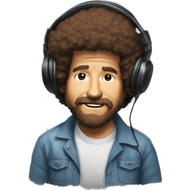 Bob ross with headphones  painting  emoji