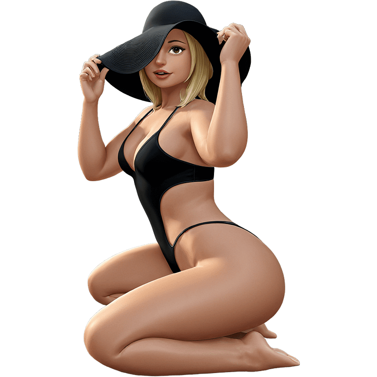 blonde girl in black swimsuit emoji