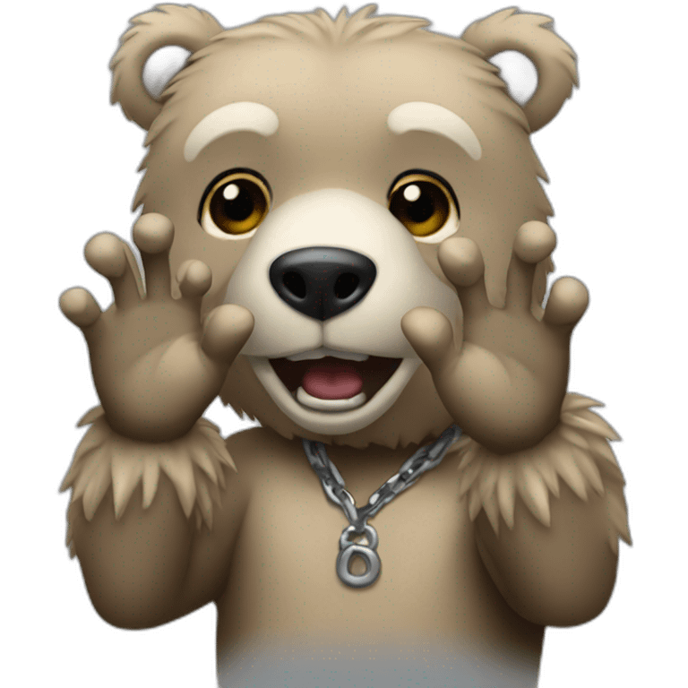 bear doing metalhead sign emoji