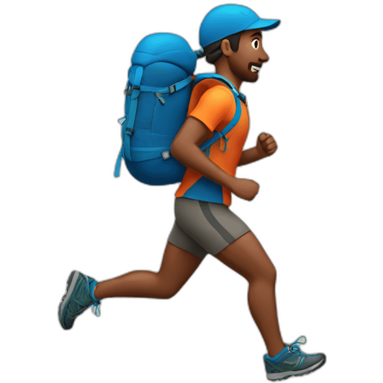 trail runner with backpack in the mountains emoji